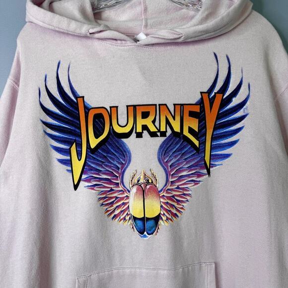 Journey Pale Pink Scarab Logo Hoodie Sweatshirt Women's Size L Stadium Rock Band - Picture 3 of 11